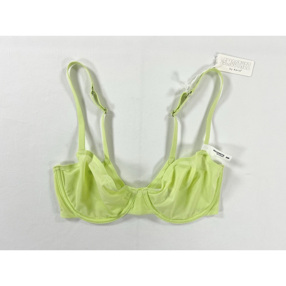 Aerie Smoothez Balconette Mesh Bra Lime Green Women's Size 32D Underwire New
